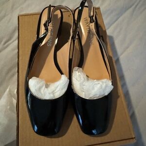 Wayderns Black Slingback Women's Shoes size 9.5
